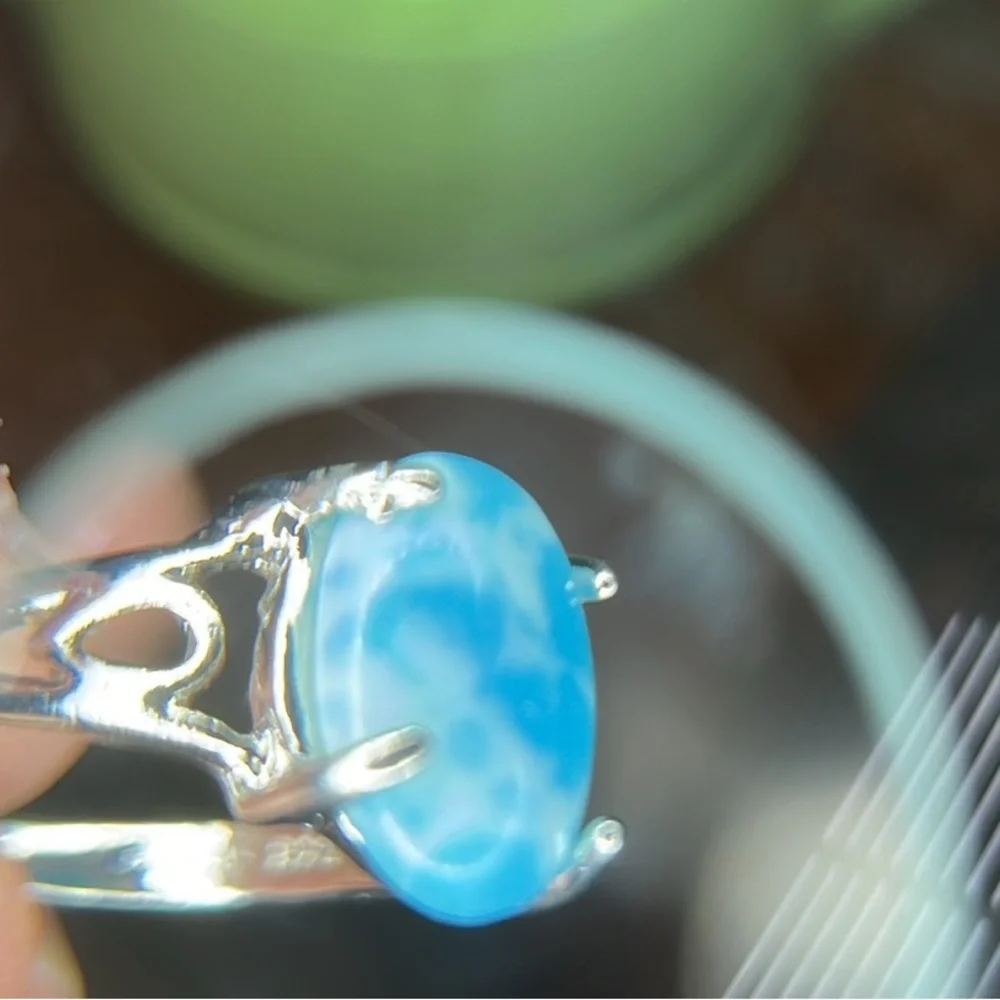BLUE MOONSTONE RING STAMPED .925 SIZE 6